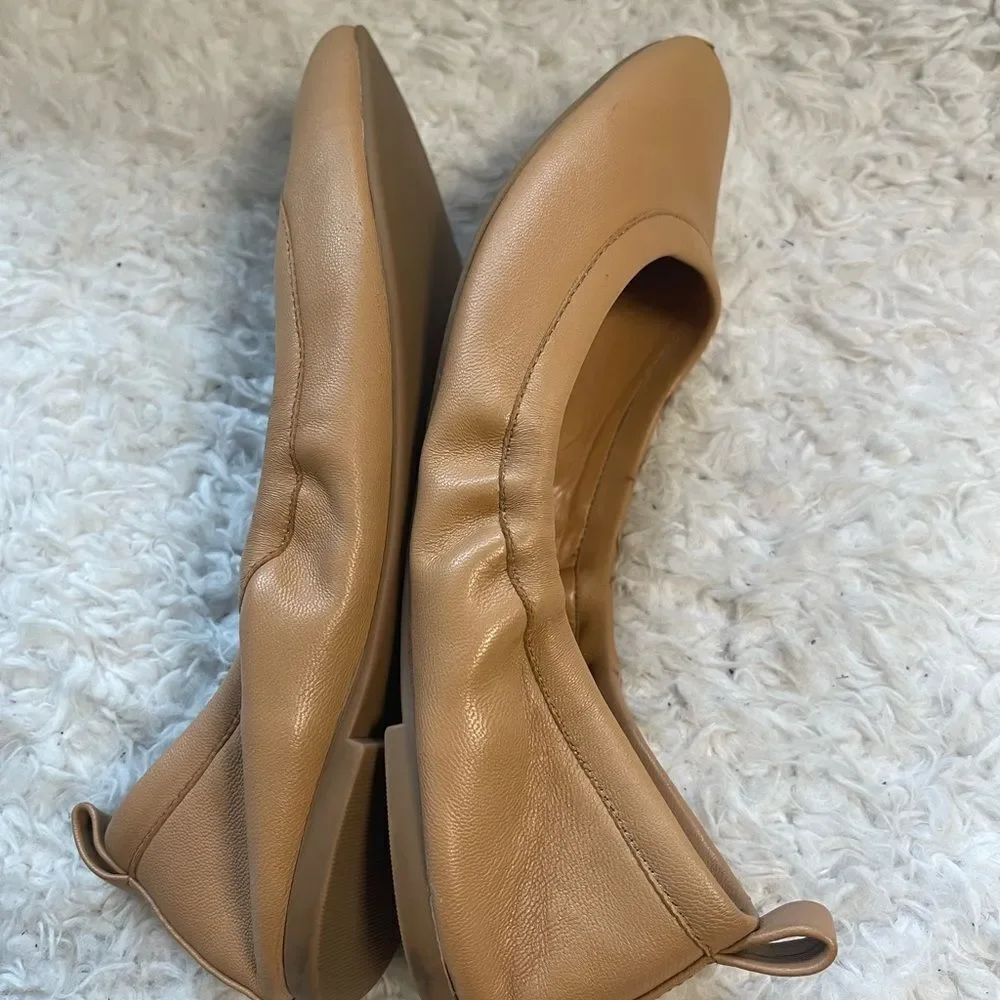 J. Crew leather tan Ballet Flats slip on shoes SZ10.5